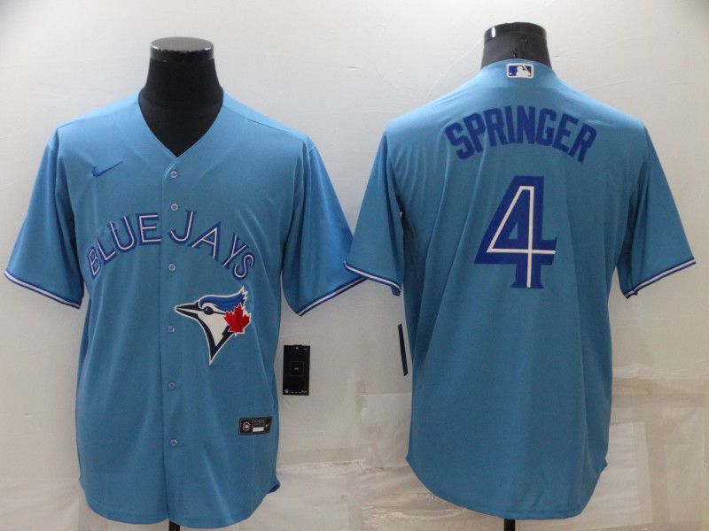 Men Toronto Blue Jays 4 Springer Light Blue Game Nike 2022 MLB Jerseys